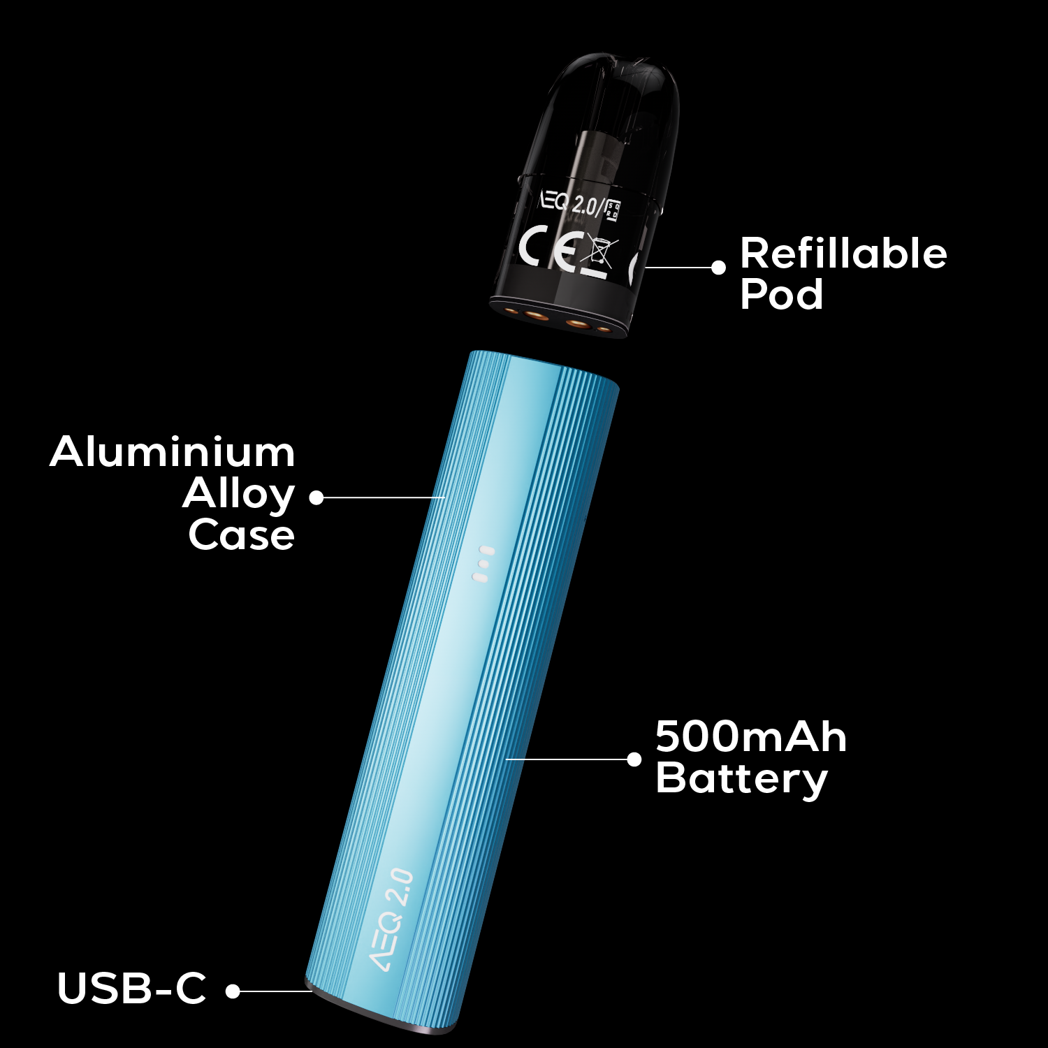 AEQ 2.0 Pod Vape Device 500mAh Battery