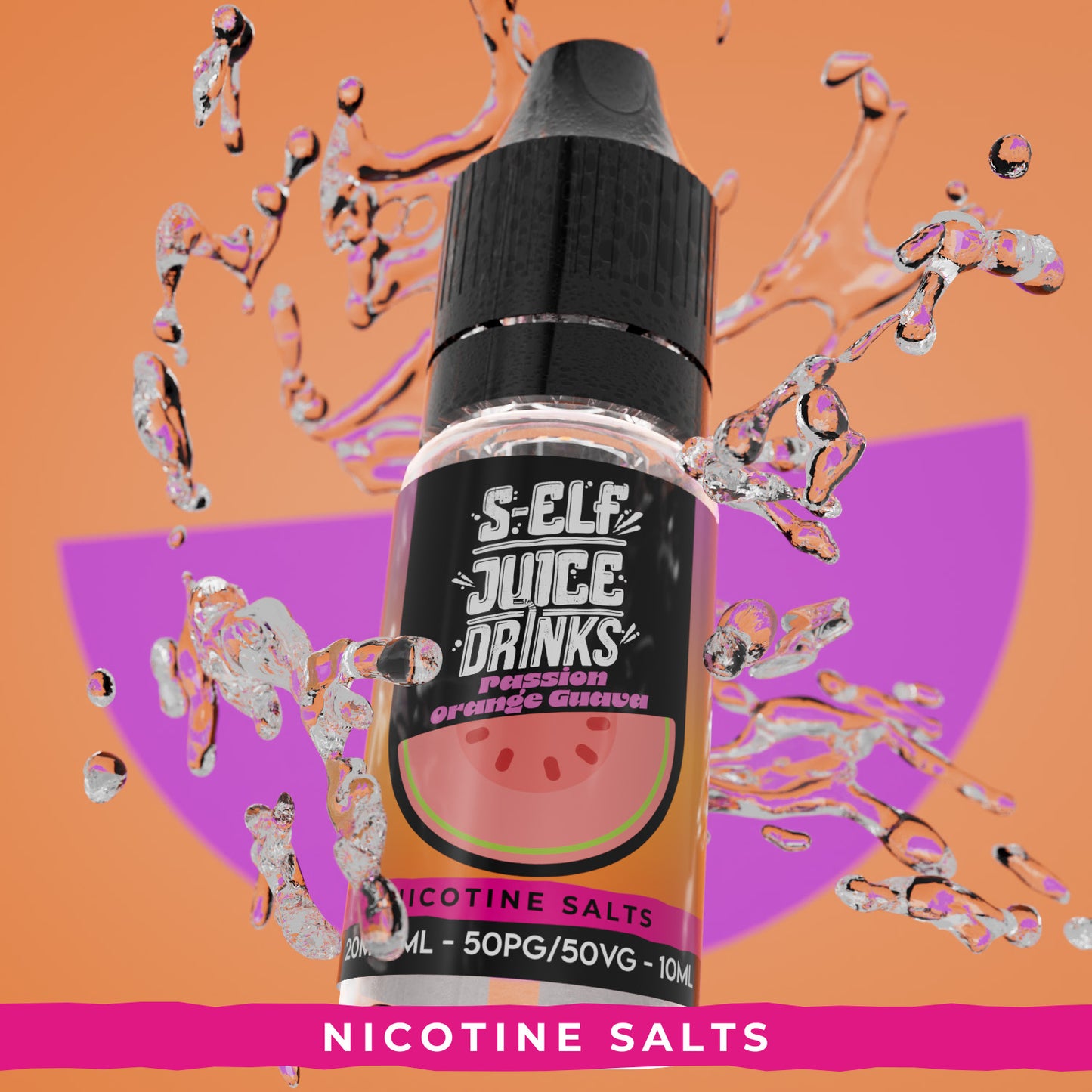 Passionfruit Orange Guava 10ml Nicotine Salt Vape E-Liquid UK S-Elf Juice Drinks