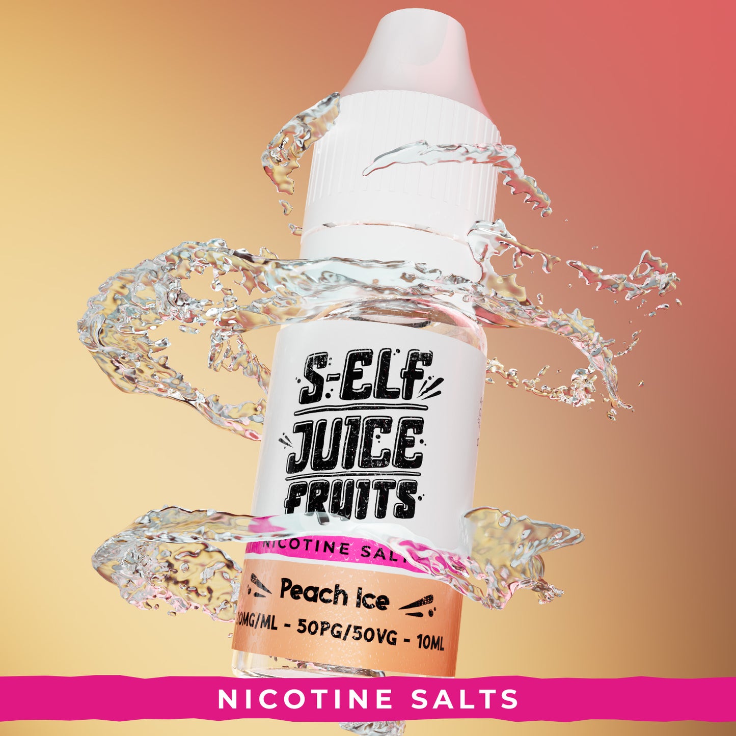 Peach Ice 10ml Nicotine Salt Vape E-liquid UK S-Elf Juice Fruits