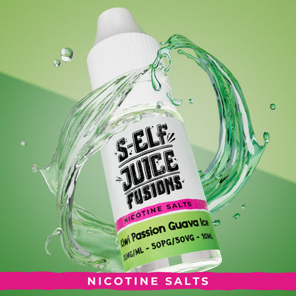 Kiwi Passion Guava Ice 10ml Nicotine Salt Vape E-Liquid UK S-Elf Juice Fusions