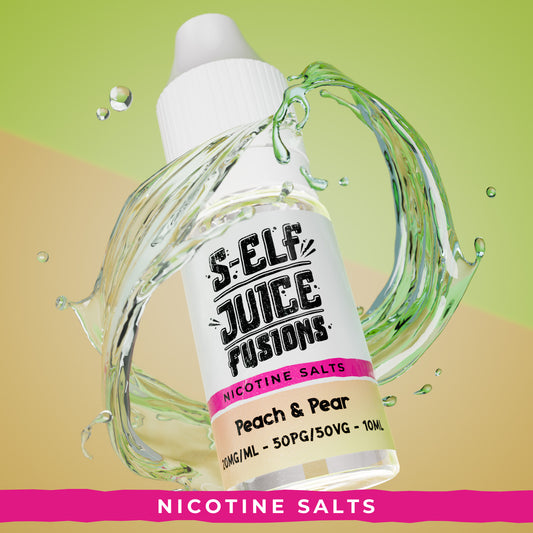 Peach & Pear 10ml Nicotine Salt Vape E-Liquid UK S-Elf Juice Fusions