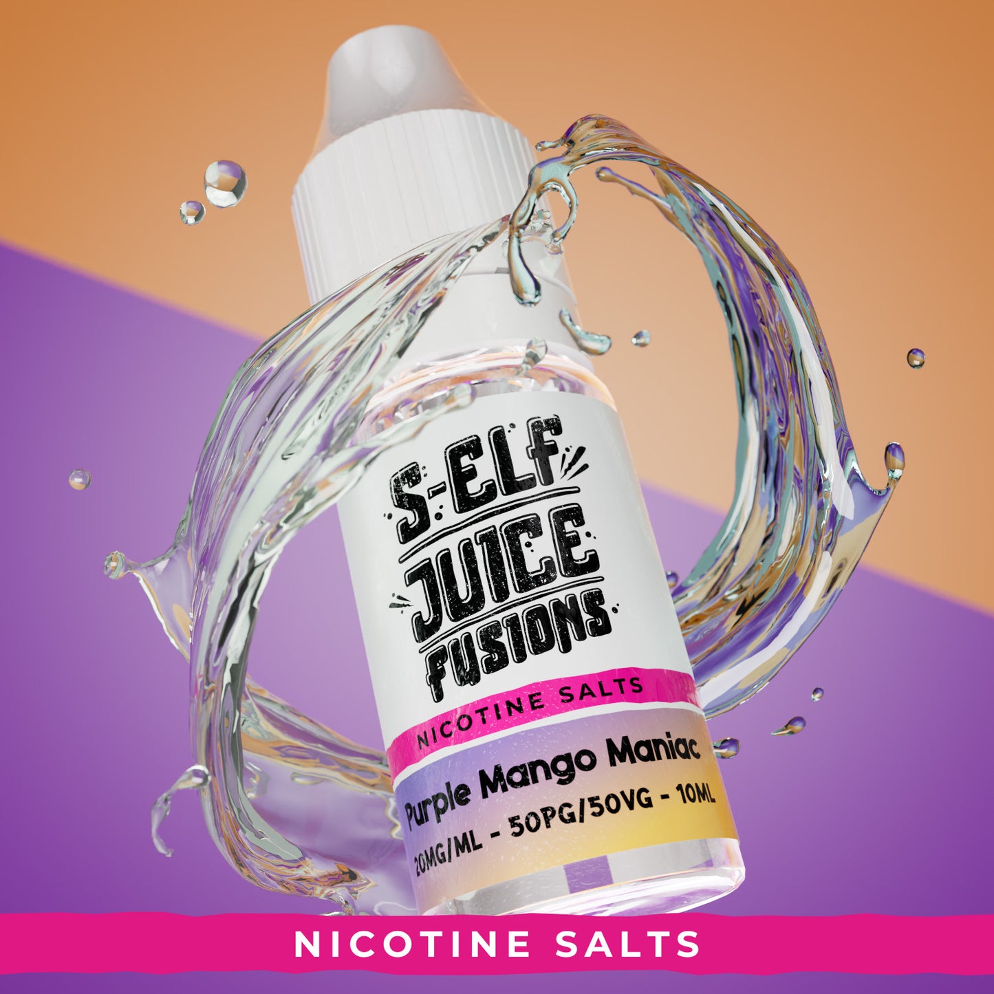 Purple Mango Maniac 10ml Nicotine Salt Vape E-Liquid UK S-Elf Juice Fusions