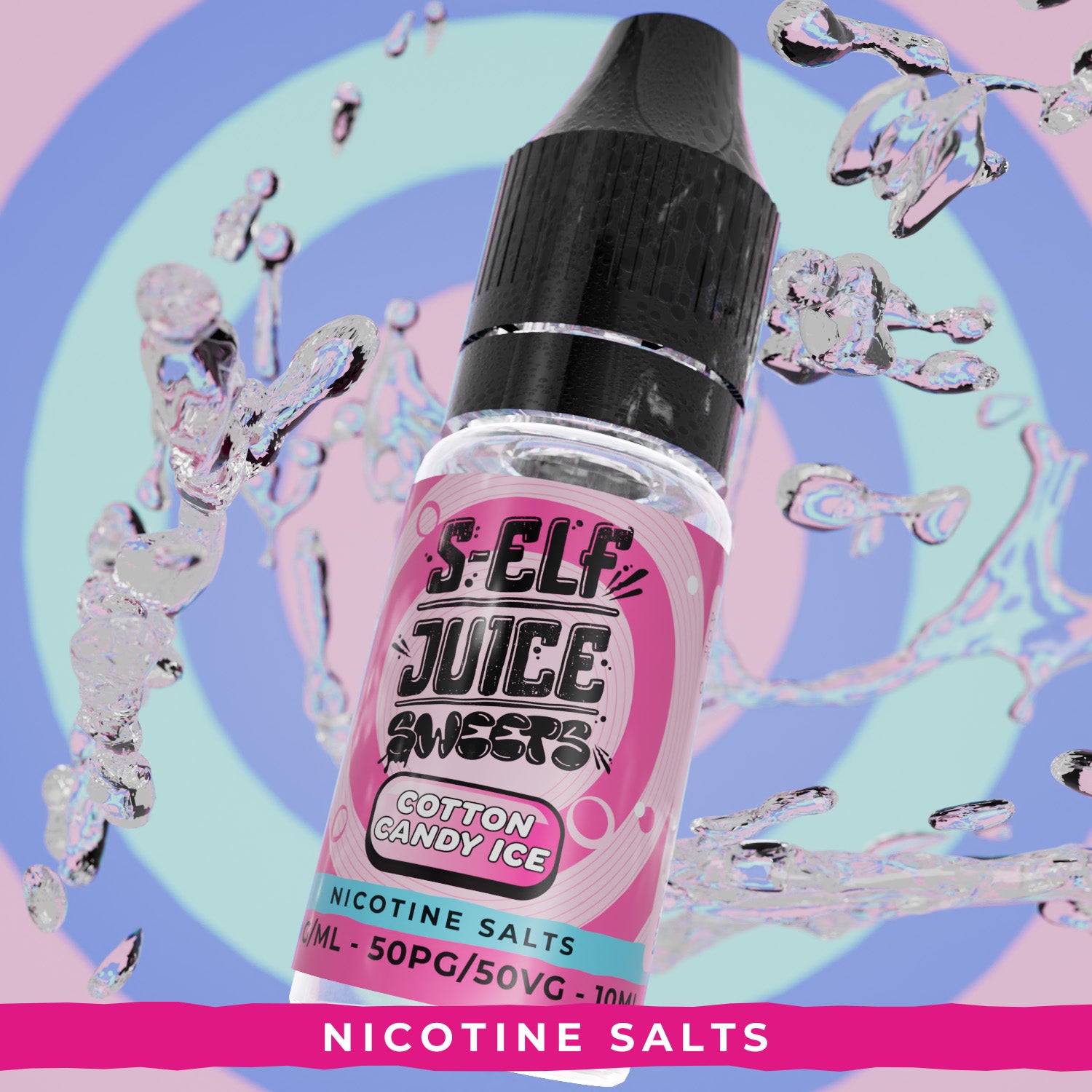 Cotton Candy 10ml Nicotine Salt Vape E-Liquid UK S-Elf Juice Sweets