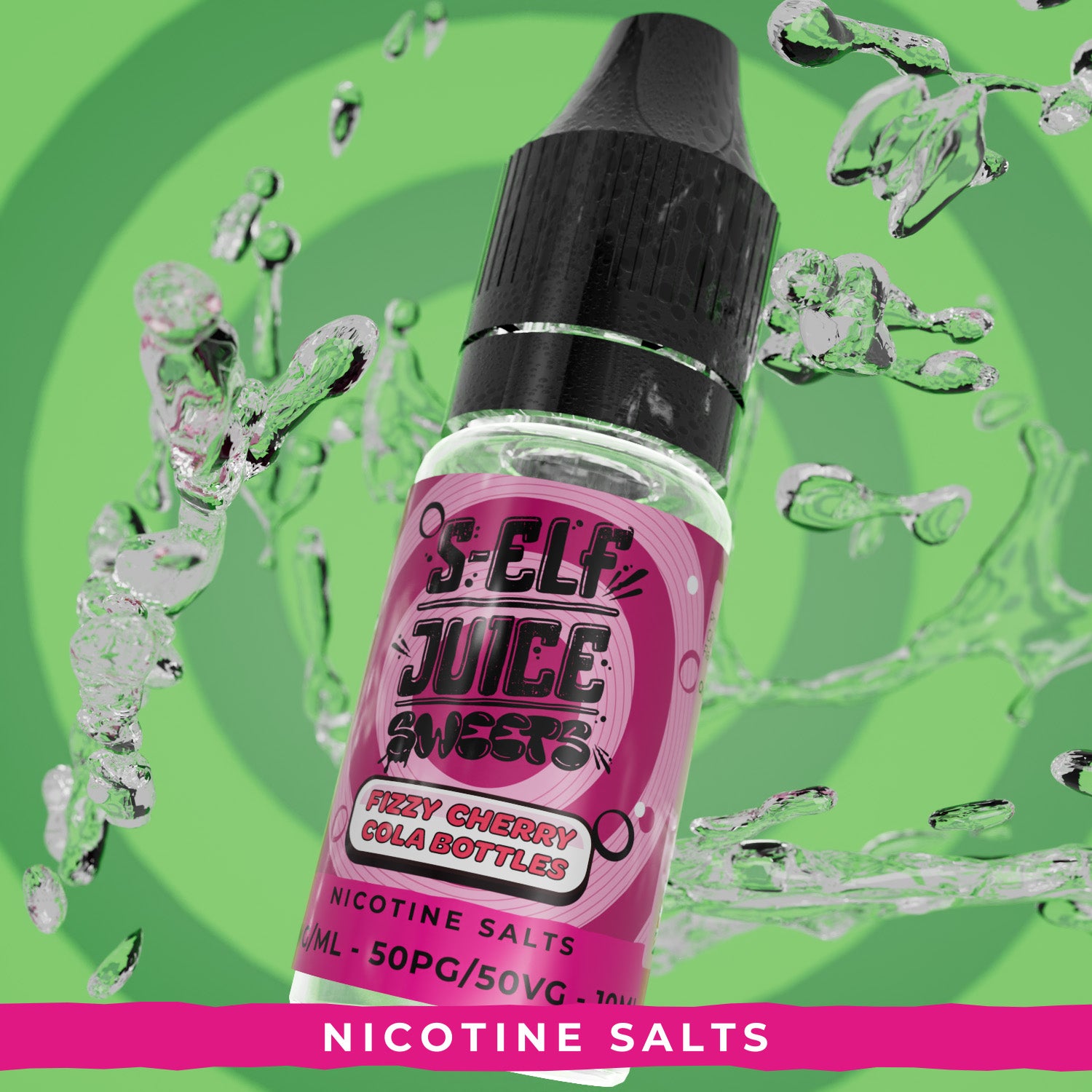 Fizzy Cherry Cola Bottles 10ml Nicotine Salt Vape E-Liquid UK S-Elf Juice Sweets