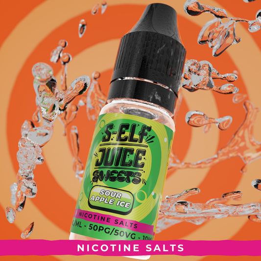 Sour Apple Ice 10ml Nicotine Salt Vape E-Liquid UK S-Elf Juice Sweets