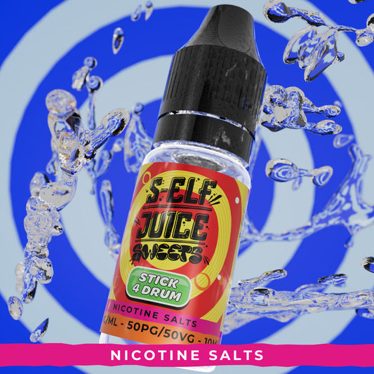 Stick 4 Drum 10ml Nicotine Salt Vape E-Liquid UK S-Elf Juice Sweets