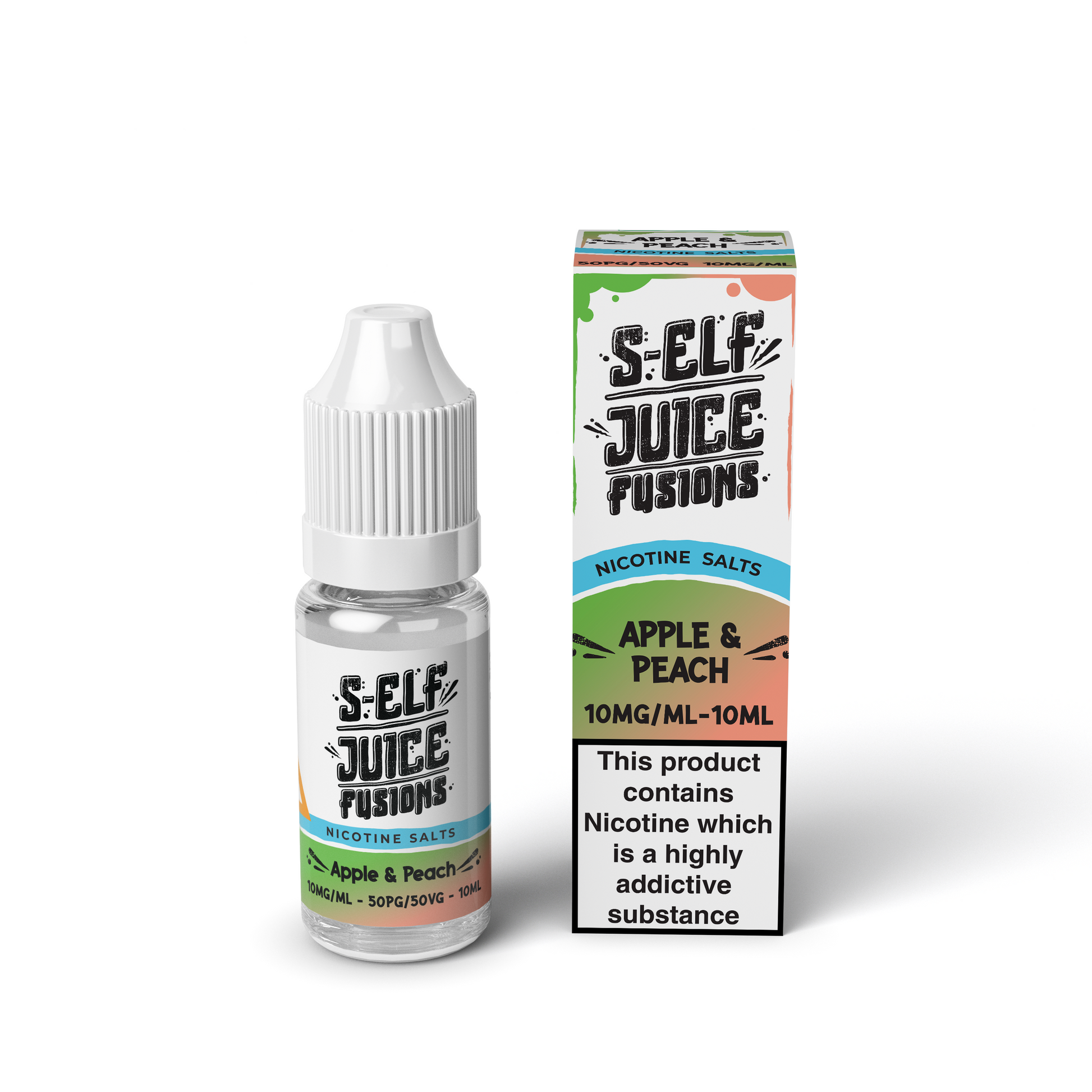 Apple & Peach 10ml Pack Nicotine Salt Vape E-Liquid UK S-Elf Juice Fusions