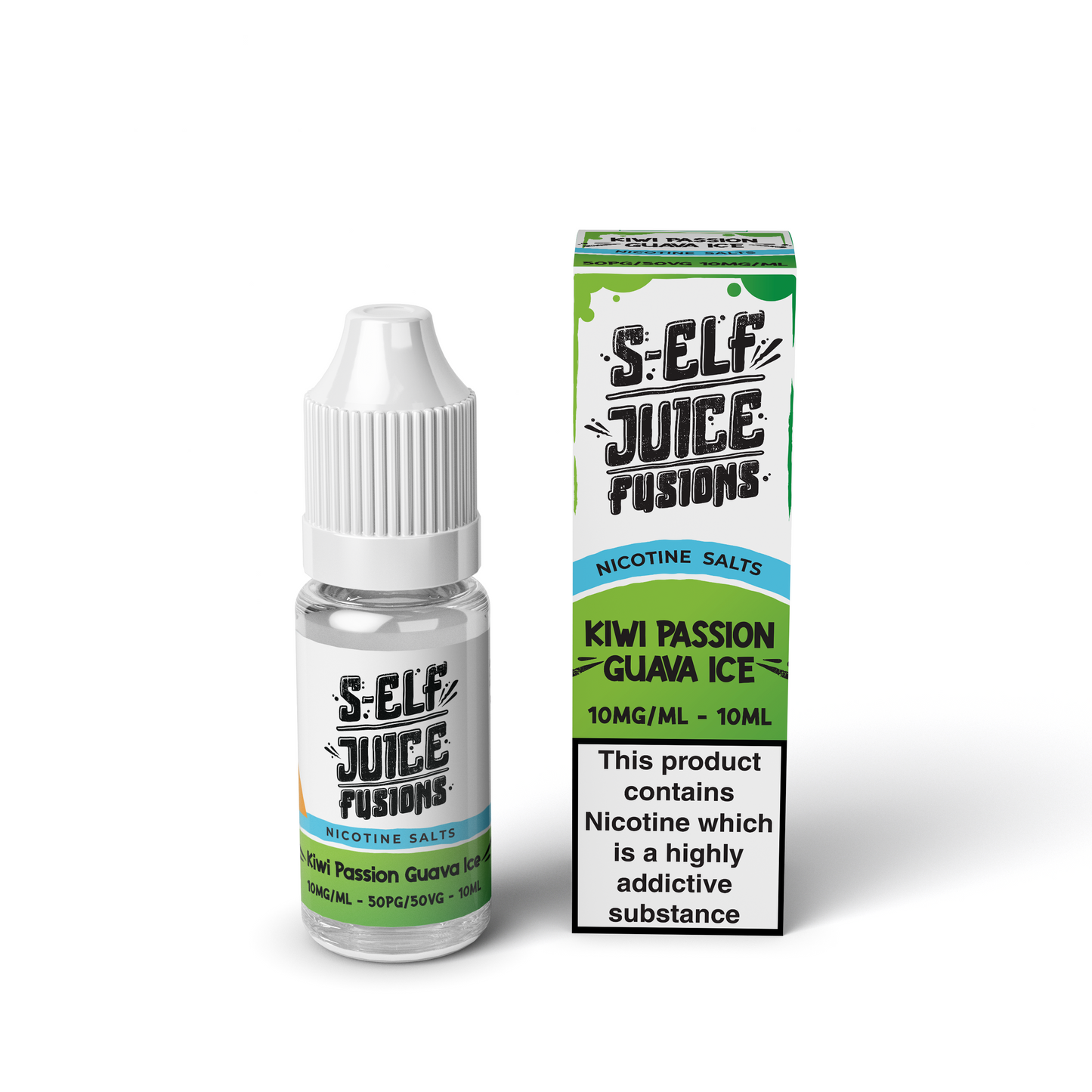 Kiwi Passion Guava Ice 10ml Pack Nicotine Salt Vape E-Liquid UK S-Elf Juice Fusions