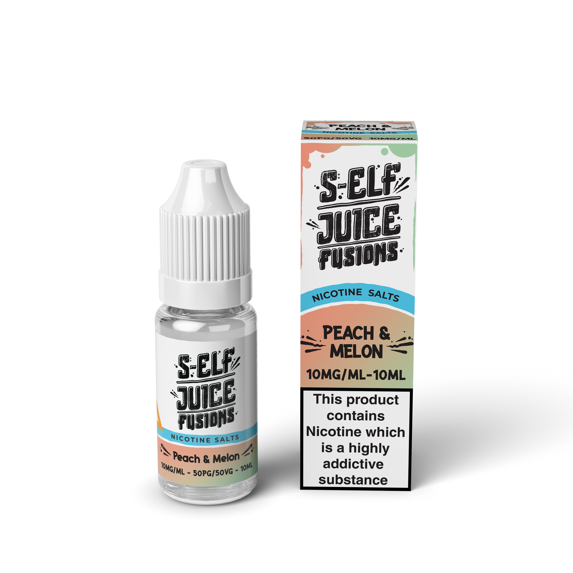 Peach & Melon 10ml Pack Nicotine Salt E-Liquid UK S-Elf Juice Fusions