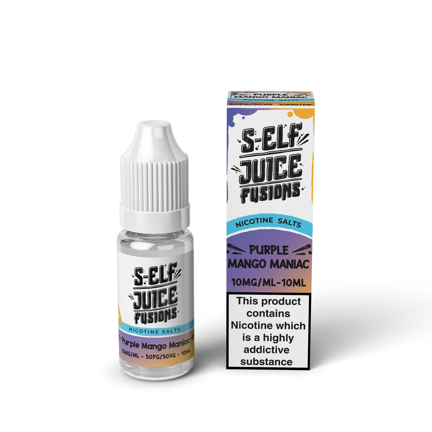 Purple Mango Maniac 10ml Pack Nicotine Salt Vape E-Liquid UK S-Elf Juice Fusions