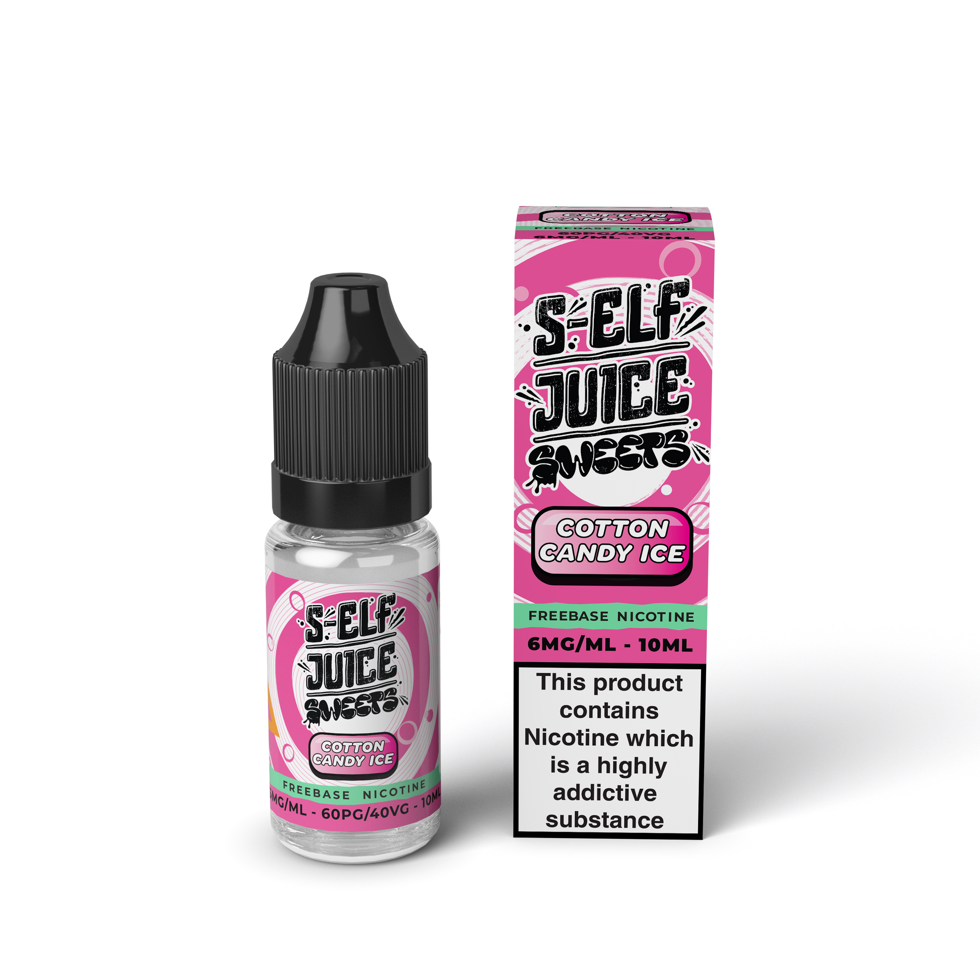 Cotton Candy Ice 10ml HPG High PG Freebase Nicotine Vape E-Liquid UK S-Elf Juice Sweets