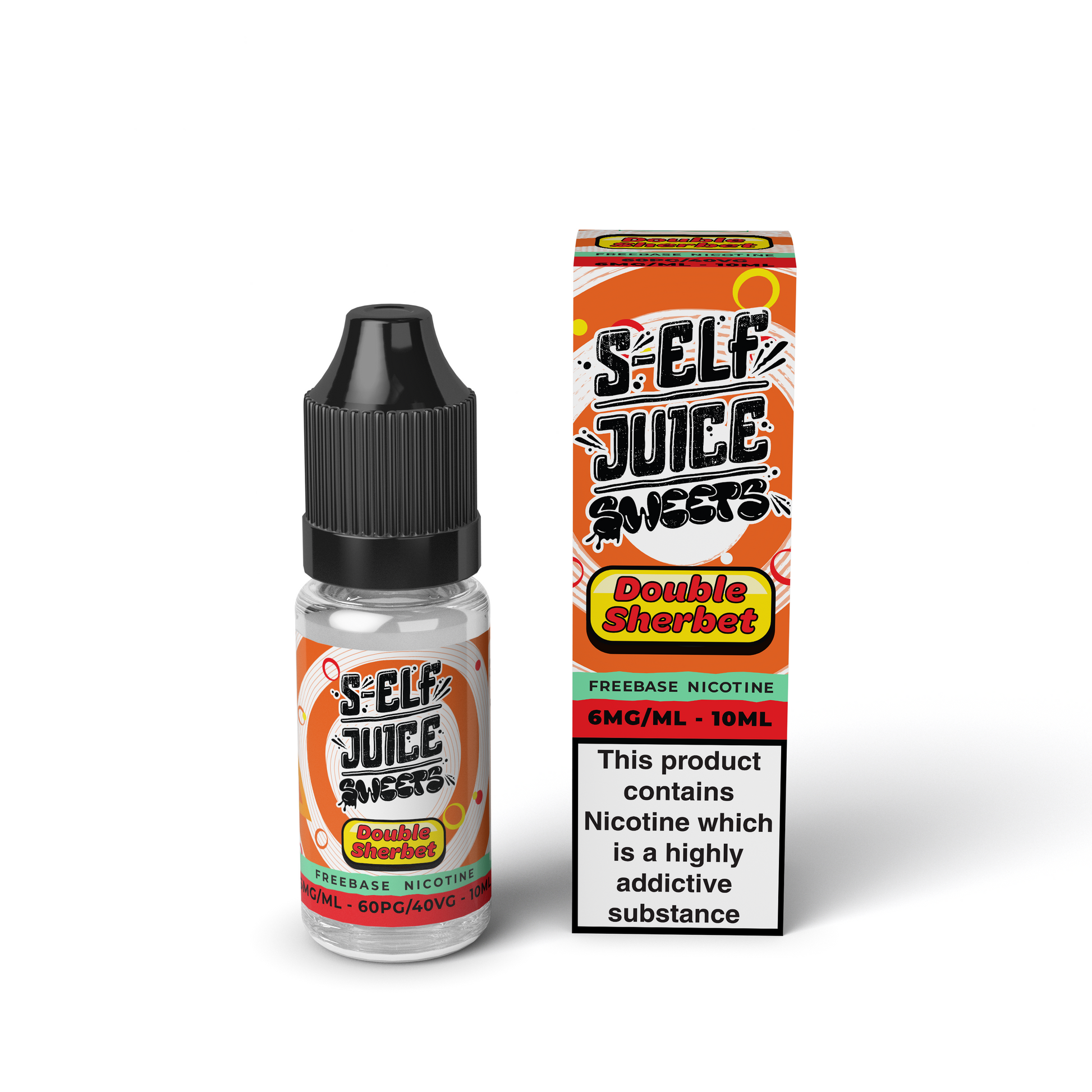 Double Sherbet 10ml HPG High PG Freebase Nicotine Vape E-Liquid UK S-Elf Juice Sweets