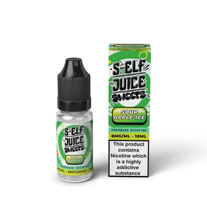 Sour Apple Ice 10ml HPG High PG Freebase Nicotine Vape E-Liquid UK S-Elf Juice Sweets