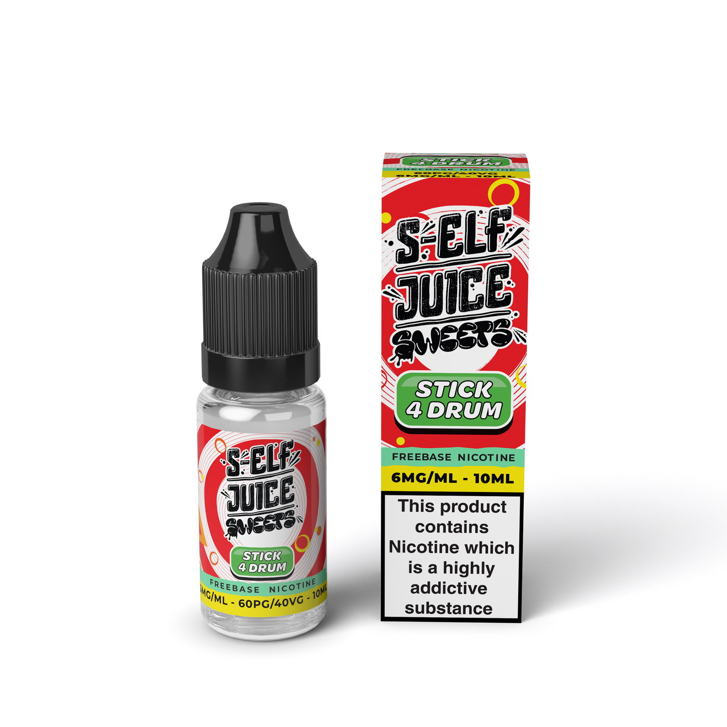 Stick 4 Drum 10ml HPG High PG Freebase Nicotine Vape E-Liquid UK S-Elf Juice Sweets