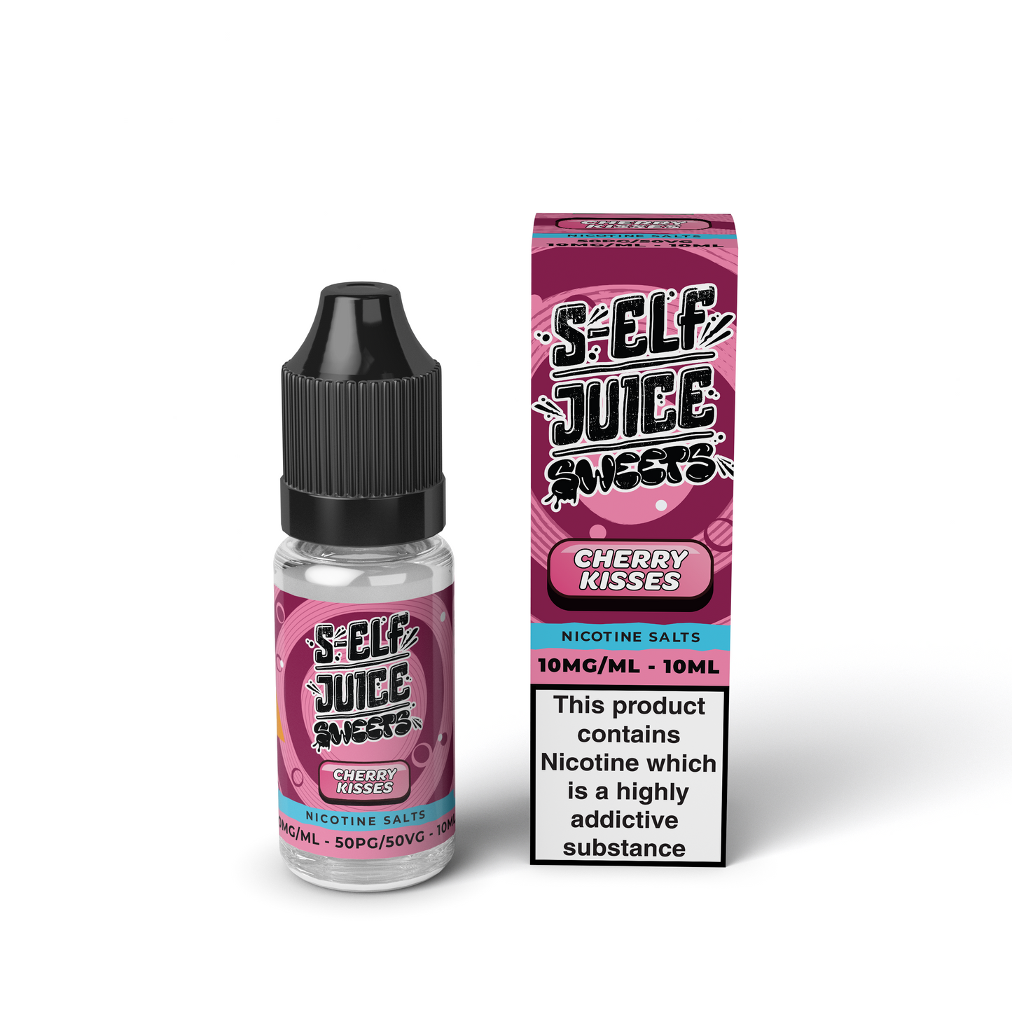 Cherry Kisses 10ml Pack Nicotine Salt Vape E-liquid UK S-Elf Juice Sweets