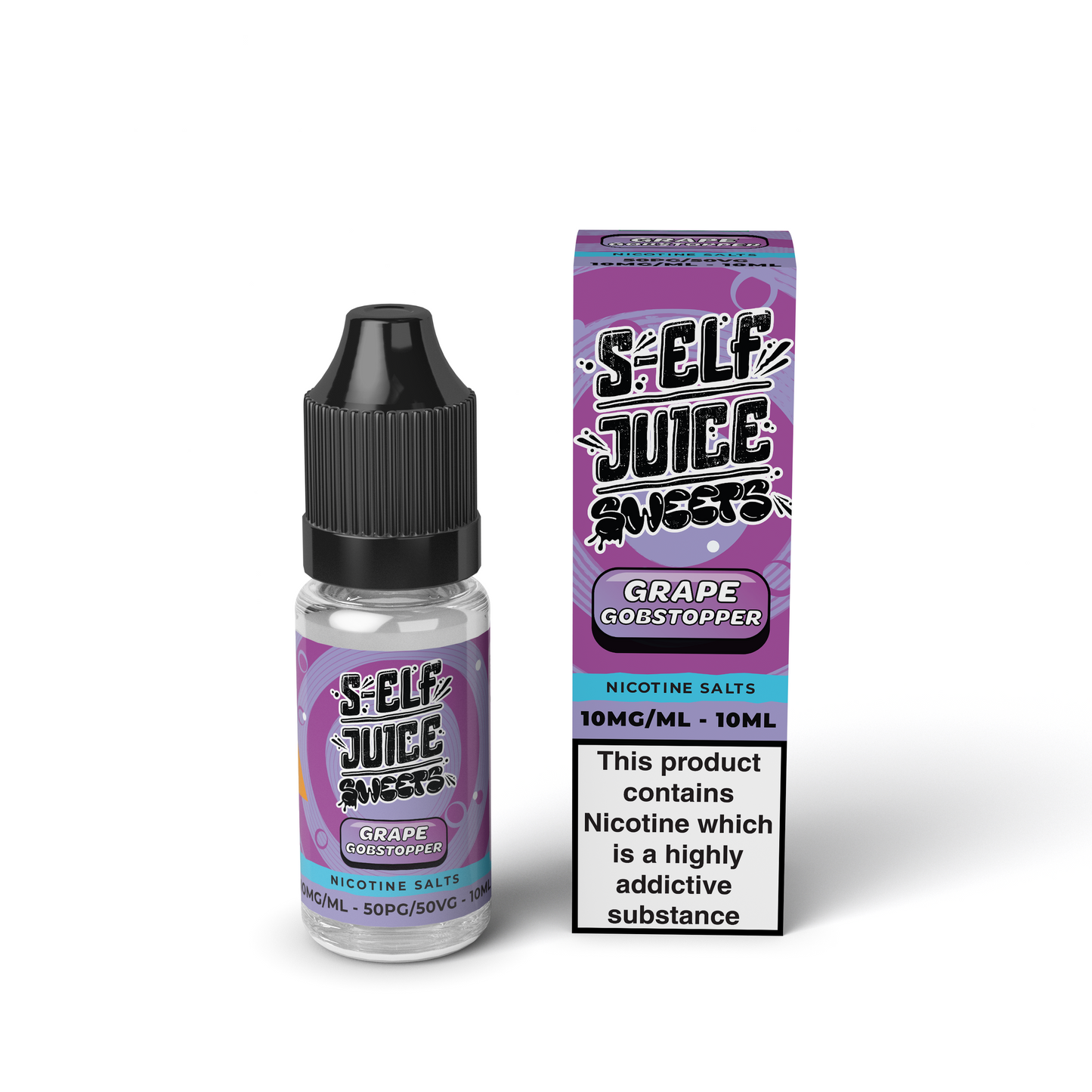 Grape Gobstopper 10ml Pack Nicotine Salt Vape E-Liquid UK S-Elf Sweets